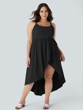 NWT LADIES SIZE 1X HALARA BLACK BREEZEFUL ASYMMETRIC CROSSOVER HEM DRESS SHORTS